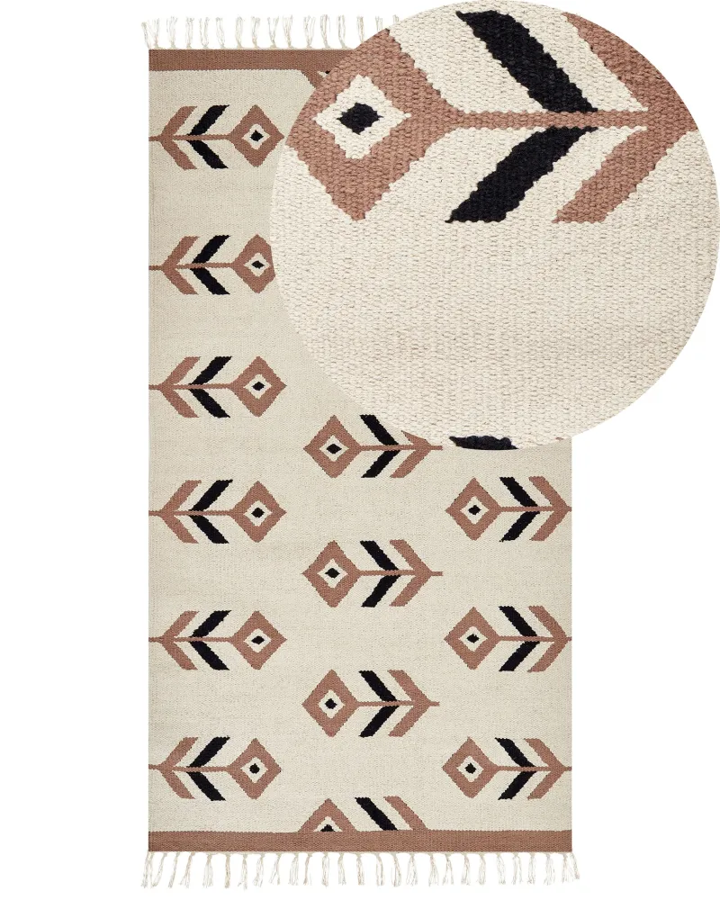 Tappeto kilim cotone nocciola e nero 80 x 150 cm NIAVAN