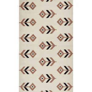 Tappeto kilim cotone nocciola e nero 80 x 150 cm NIAVAN