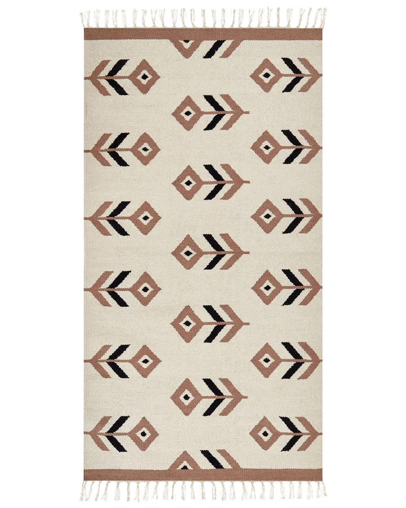 Tappeto kilim cotone nocciola e nero 80 x 150 cm NIAVAN