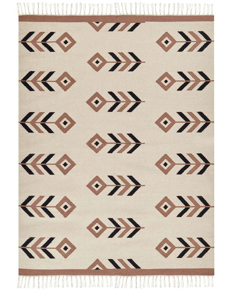 Tappeto kilim cotone panna e nero 160 x 230 cm NIAVAN