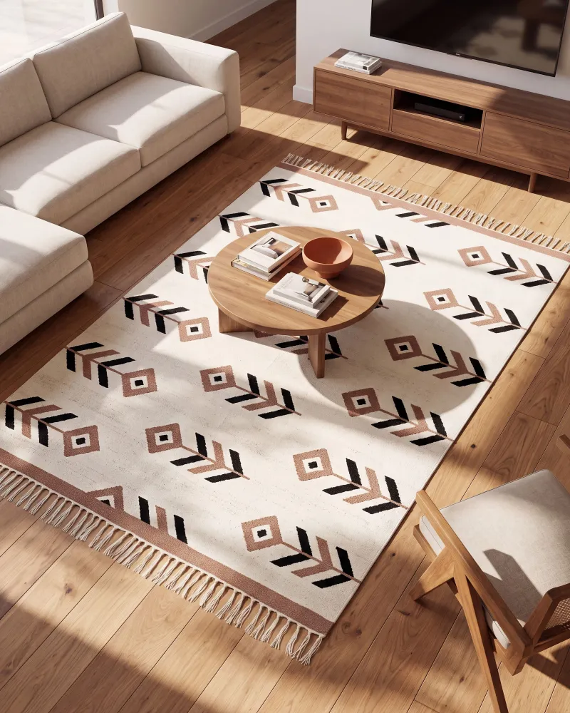 Tappeto kilim cotone panna e nero 160 x 230 cm NIAVAN
