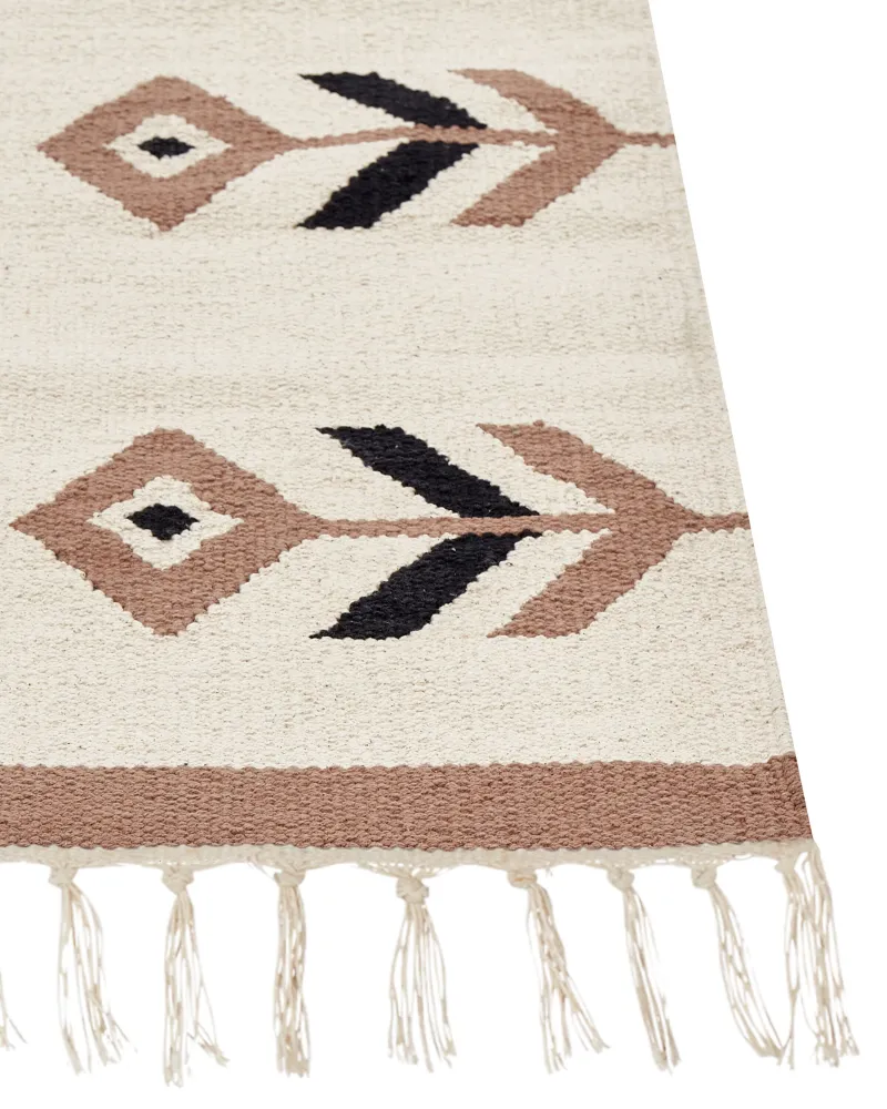 Tappeto kilim cotone panna e nero 160 x 230 cm NIAVAN