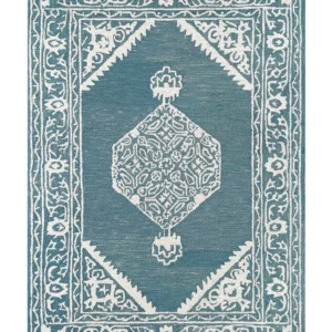 Tappeto lana bianco e blu 160 x 230 cm GEVAS