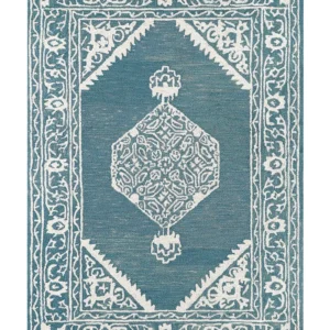 Tappeto lana bianco e blu 160 x 230 cm GEVAS