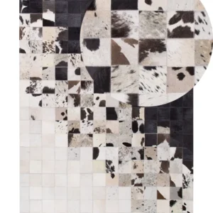 Tappeto pelle color bianco e nero 160 x 230 cm KEMAH