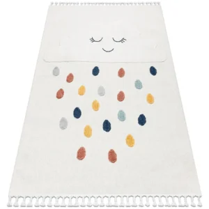 Tappeto YOYO GD63 bianco / blu ombroso - Nuvola, gocce per bambini, stru 80x150 cm