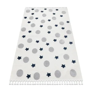 Tappeto YOYO GD75 bianco / grigio - Stelle, cerchi per bambini, strutt 80x150 cm