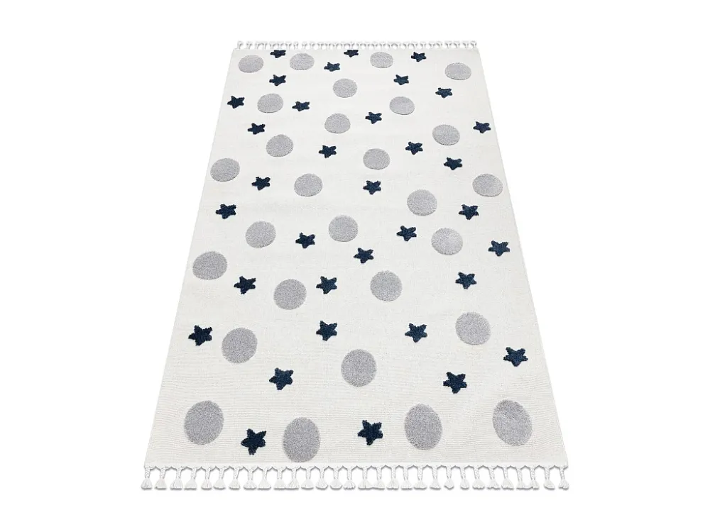Tappeto YOYO GD75 bianco / grigio - Stelle, cerchi per bambini, strutt 80x150 cm