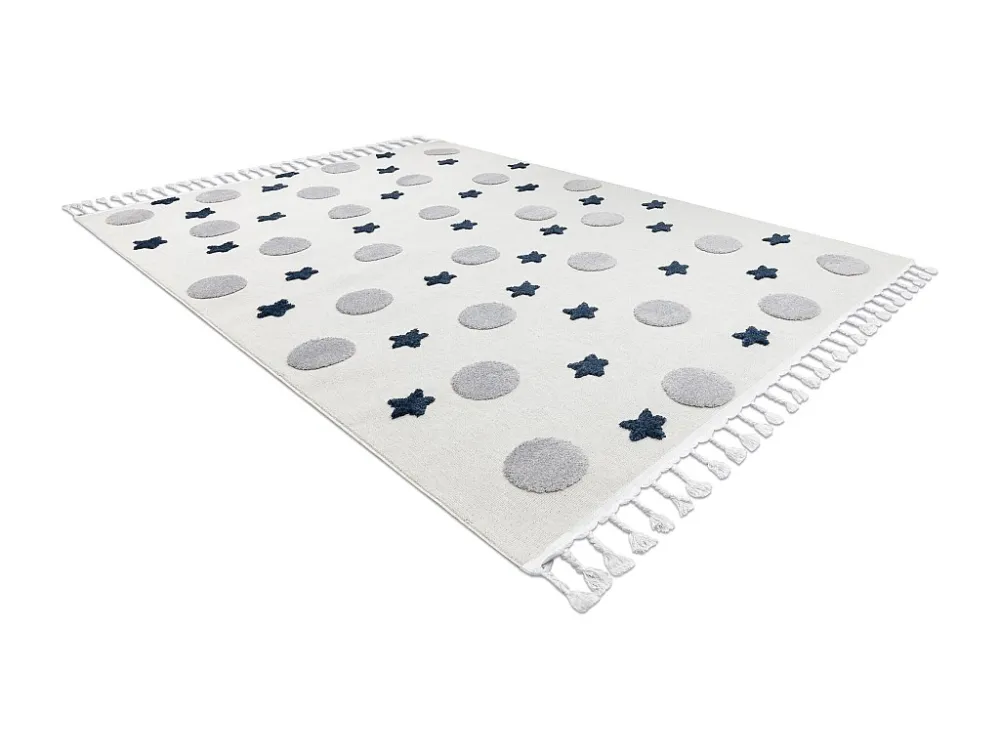 Tappeto YOYO GD75 bianco / grigio - Stelle, cerchi per bambini, strutt 80x150 cm