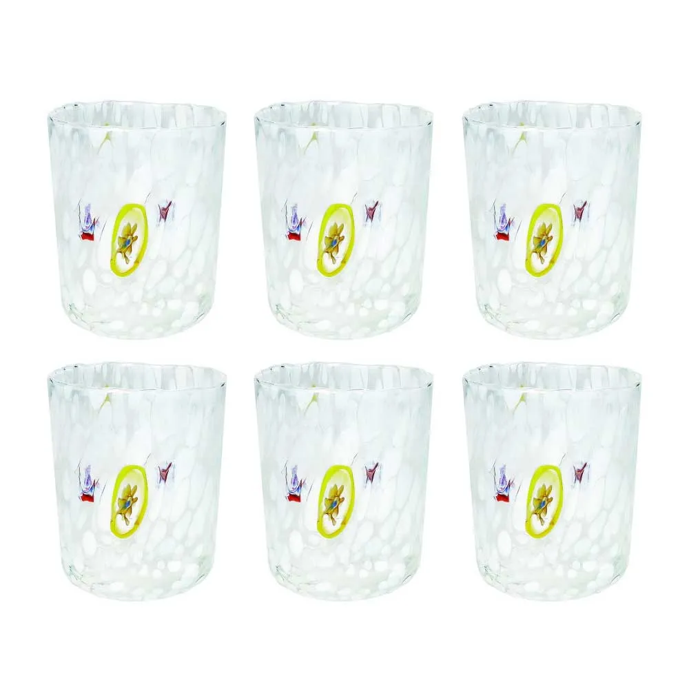 BRANDANI Bicchiere Pavone Bianco Set 6 Pezzi Vetro 400ml