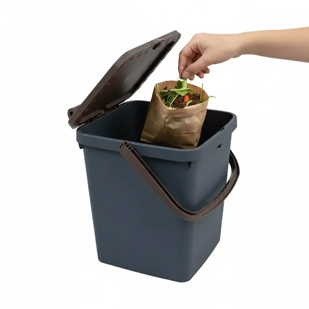 Bidone Raccolta Differenziata 35L Marrone Per L'Umido FERCASASHOP