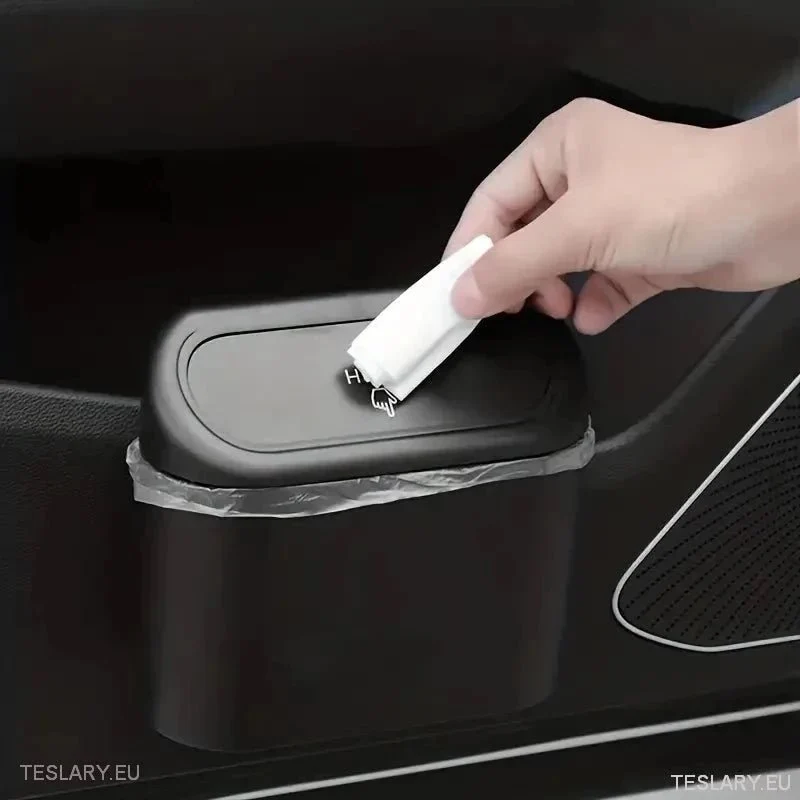 Tesla Car Mini Bin con coperchio primaverile e 30 sacchi