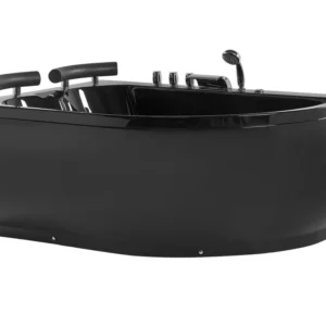 Right Hand Whirlpool Corner Bath LED 1580 x 1130 mm Nero puro PARADISO