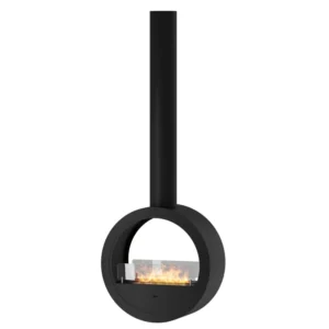 Camino Bioetanolo Sospeso 218,7xØ70x35 cm Incyrcle 2Side Nero con Vetro