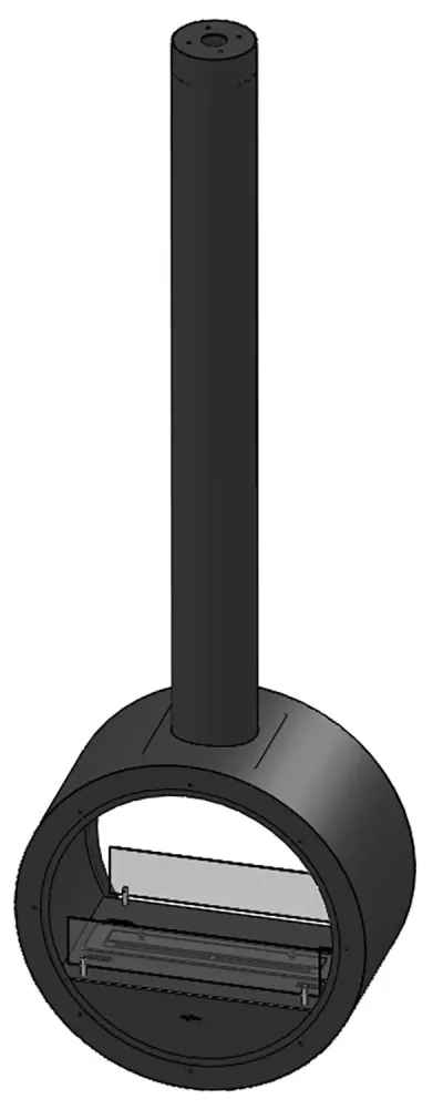 Camino Bioetanolo Sospeso 218,7xØ70x35 cm Incyrcle 2Side Nero con Vetro