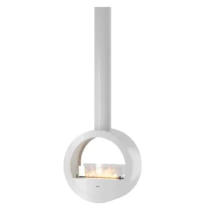 Camino Bioetanolo Sospeso 218,7xØ70x35 cm Incyrcle 2Side Bianco con Vetro