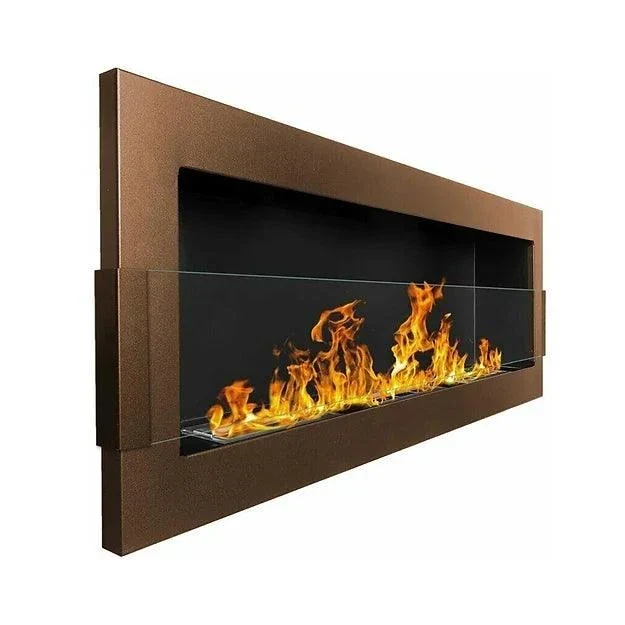 Biocamino 1200x400 mm con vetro - bronzo/marrone YNOT