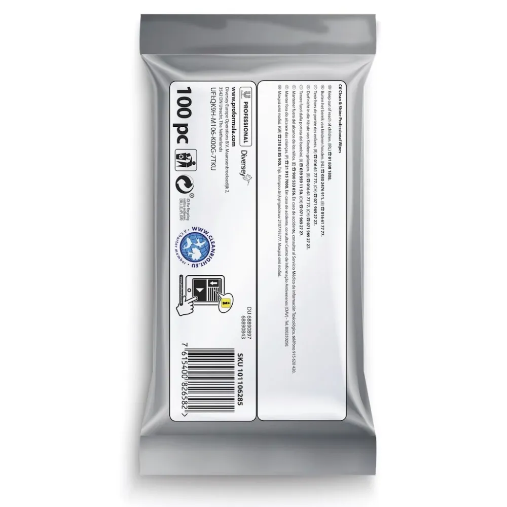 Salviette detergenti e igienizzanti Diversey Cif Pro Formula Clean & Shine 100 pz