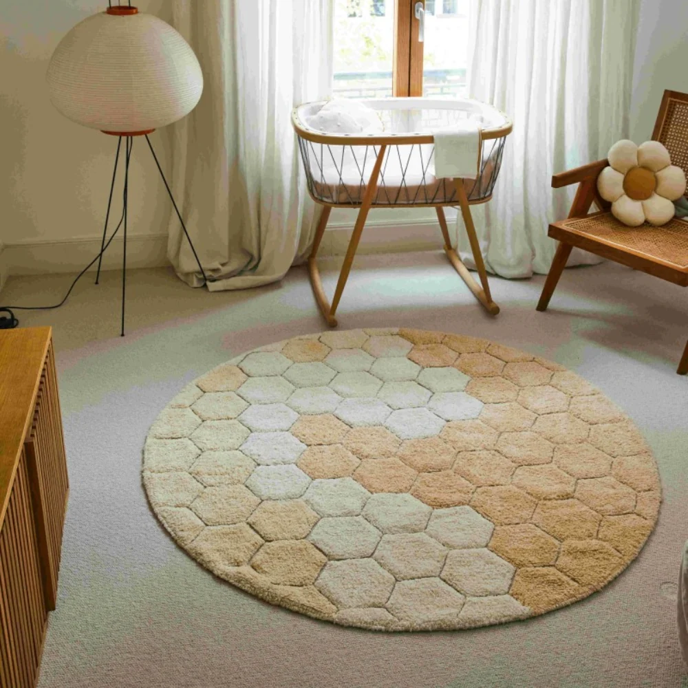 Lorena Canals Tappeto rotondo nido d'ape dorato 140 cm per bambini