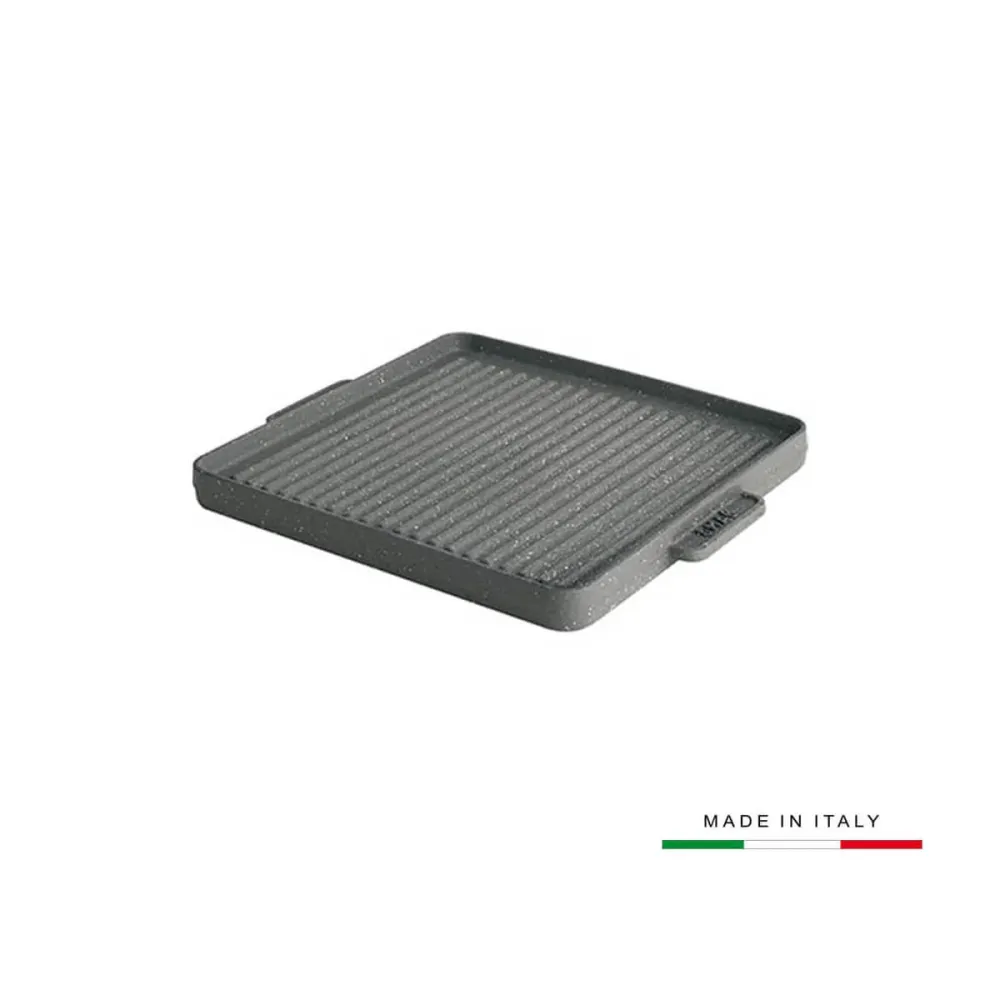 Bistecchiera Ghisa 40x40 Antiaderente Bifacciale Liscia/Rigata