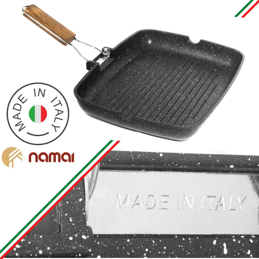 Bistecchiera Antiaderente Induzione - Manico Pieghevole Salvaspazio - 28cm x 28cm
