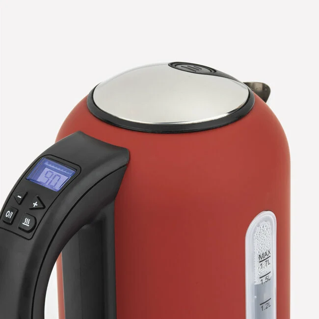 Ⓜ️🔵🔵🔵 H.Koenig BOE54 - Bollitore elettrico programmabile, ACCIAIO INOX, verniciato ROSSO OPACO