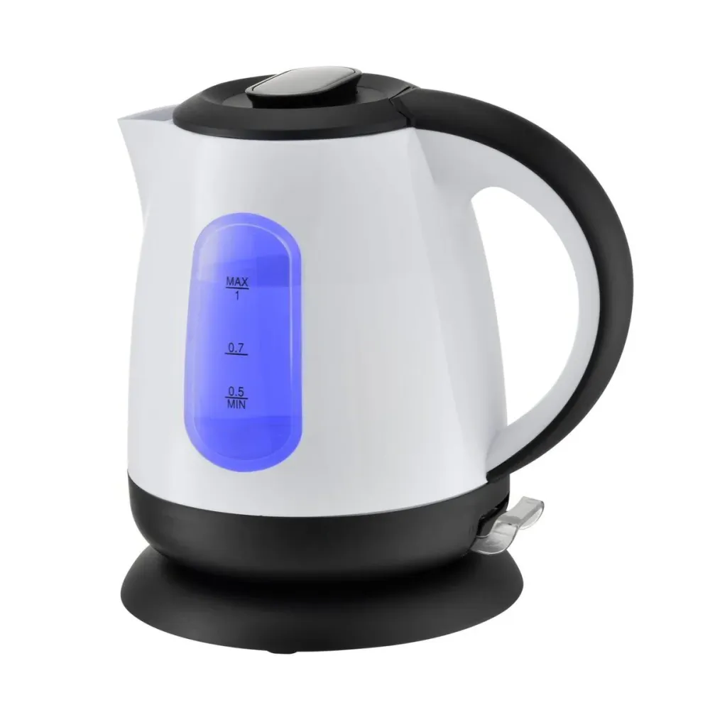 Bollitore elettrico 1 L 1600W senza fili con indicatore livello acqua illuminato e base girevole 360° Sogo