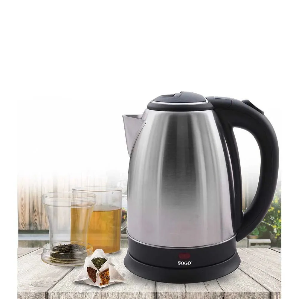 Bollitore elettrico inox 1,8 L 1500W senza fili con base 360° e spegnimento automatico Sogo