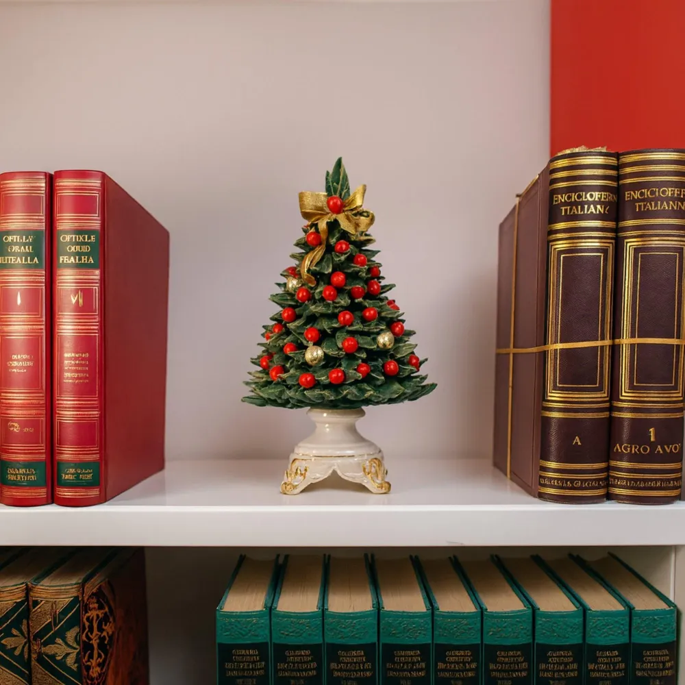 Albero di Natale Porcellana dalla Real Fabbrica di Capodimonte - Fiocco dorato