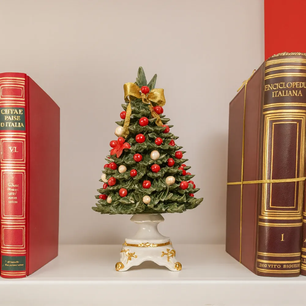 Albero di Natale Porcellana dalla Real Fabbrica di Capodimonte - Fiocco dorato