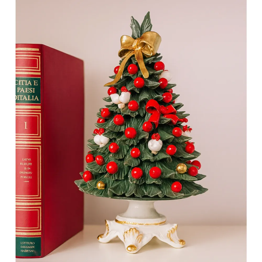 Albero di Natale Porcellana dalla Real Fabbrica di Capodimonte - Fiocco dorato