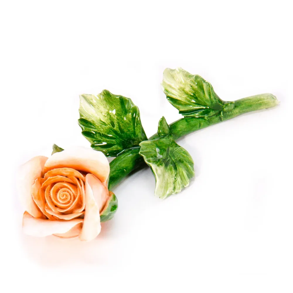 Rosa Bocciolo con gambo porcellana di Capodimonte