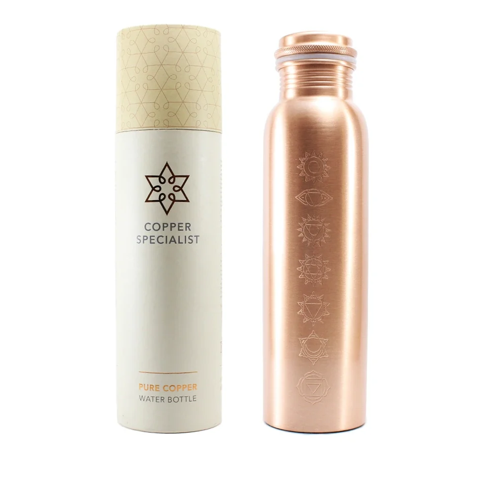Bottiglia d’Acqua Rame Puro con 7 Chakra Ayurveda Specialist