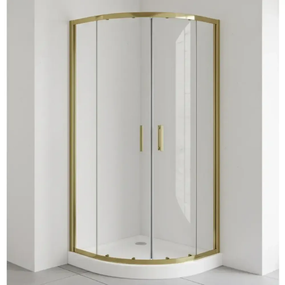 Box Doccia 80x80 Semicircolare Profili Oro Scorrevole H190 Trasparente