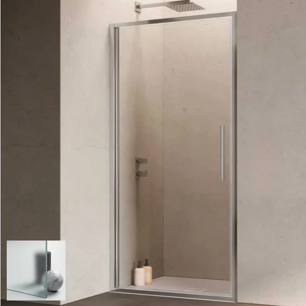 Porta doccia con Battente da cm 70 con profilo alluminio cromo e cristallo opaco 6 mm - Hexa SAMO