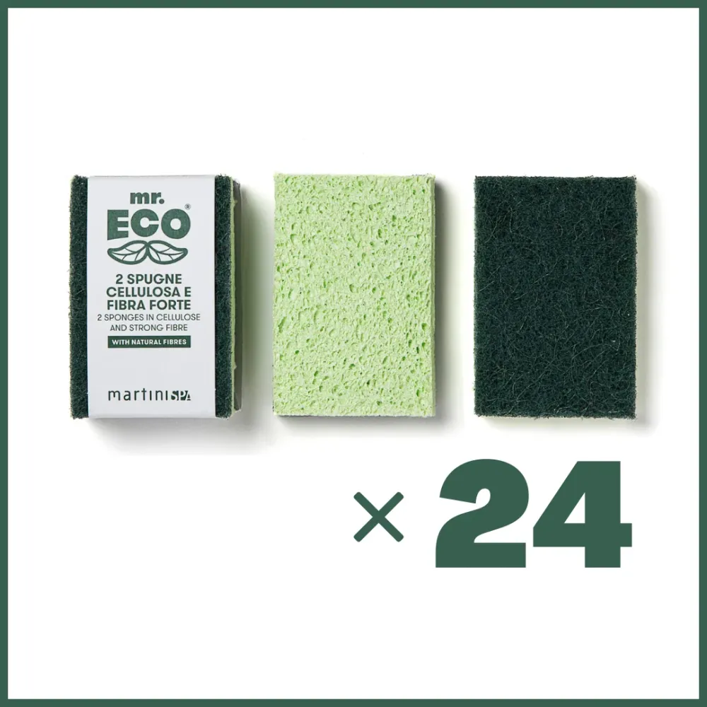 Spugne "Mr.Eco" Cellulosa + Fibra Forte - 24 pezzi