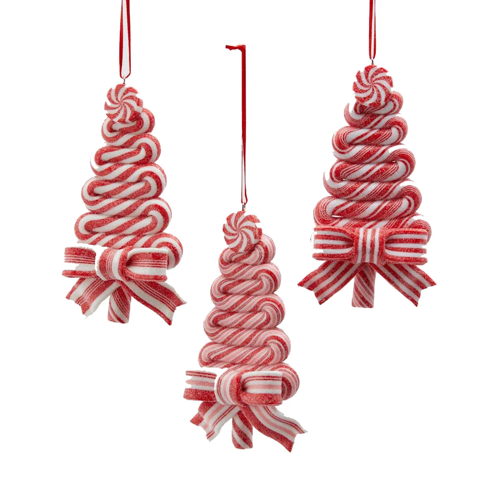 EDG Decorazione natalizia pino candy bell pasta 3 varianti rosso e bianco H 13 cm