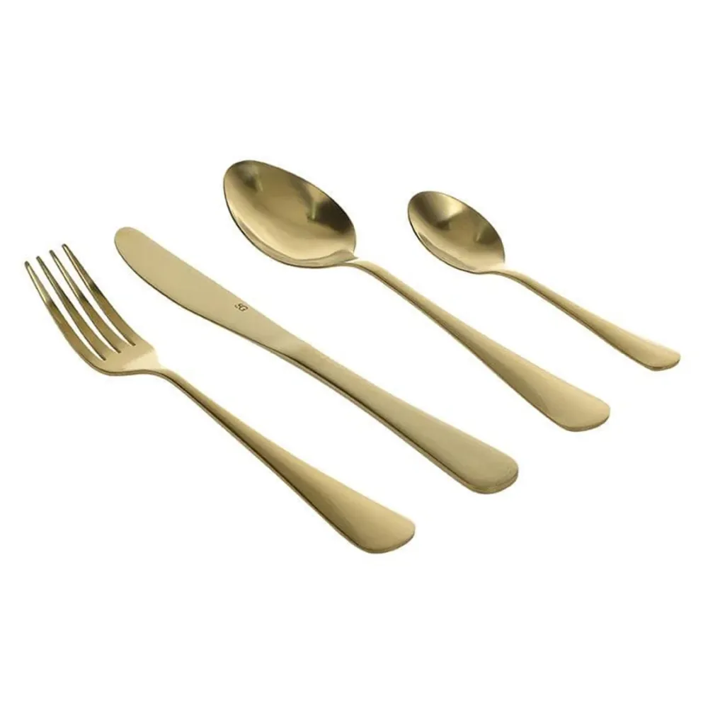 INART Set di 16 posate per 4 persone acciaio inossidabile da 16 pezzi oro