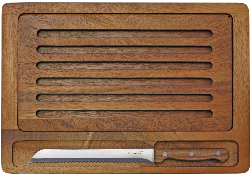 Black Bread Board e Bread KIFE GRUCK BRIME BAMBINE E PANE COLPI FATTO DI ACACIAHOLZ 27.3x38.5x2,5 cm