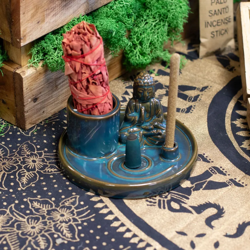 Piatto per Incenso Buddha Multiuso – Ceramica Blu