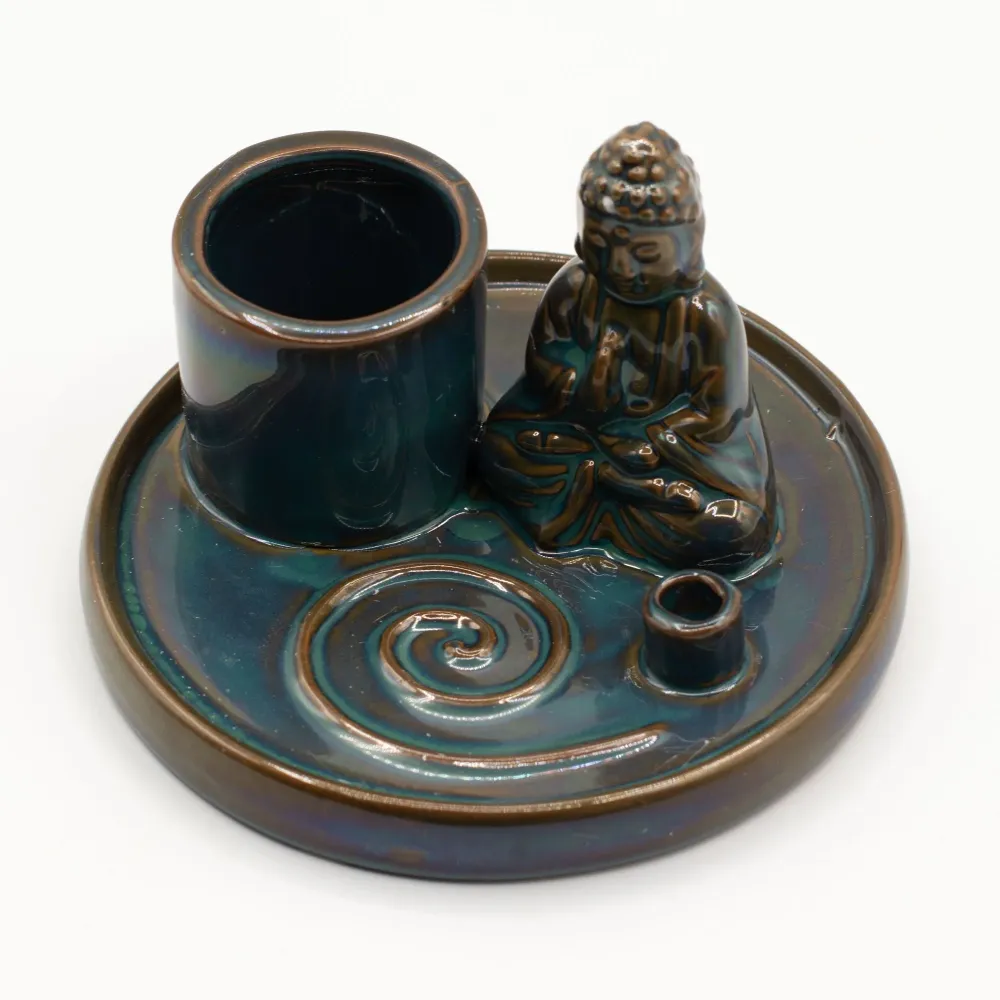 Piatto per Incenso Buddha Multiuso – Ceramica Blu