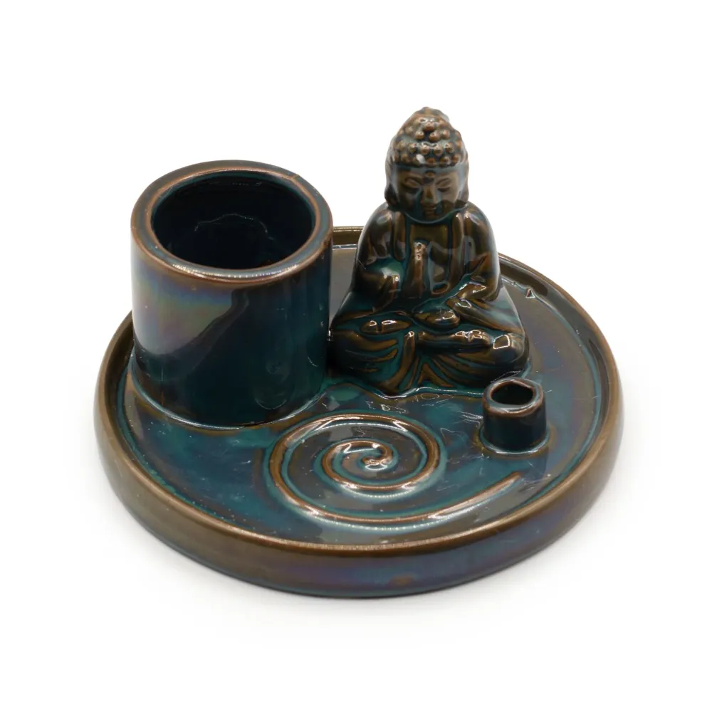 Piatto per Incenso Buddha Multiuso – Ceramica Blu