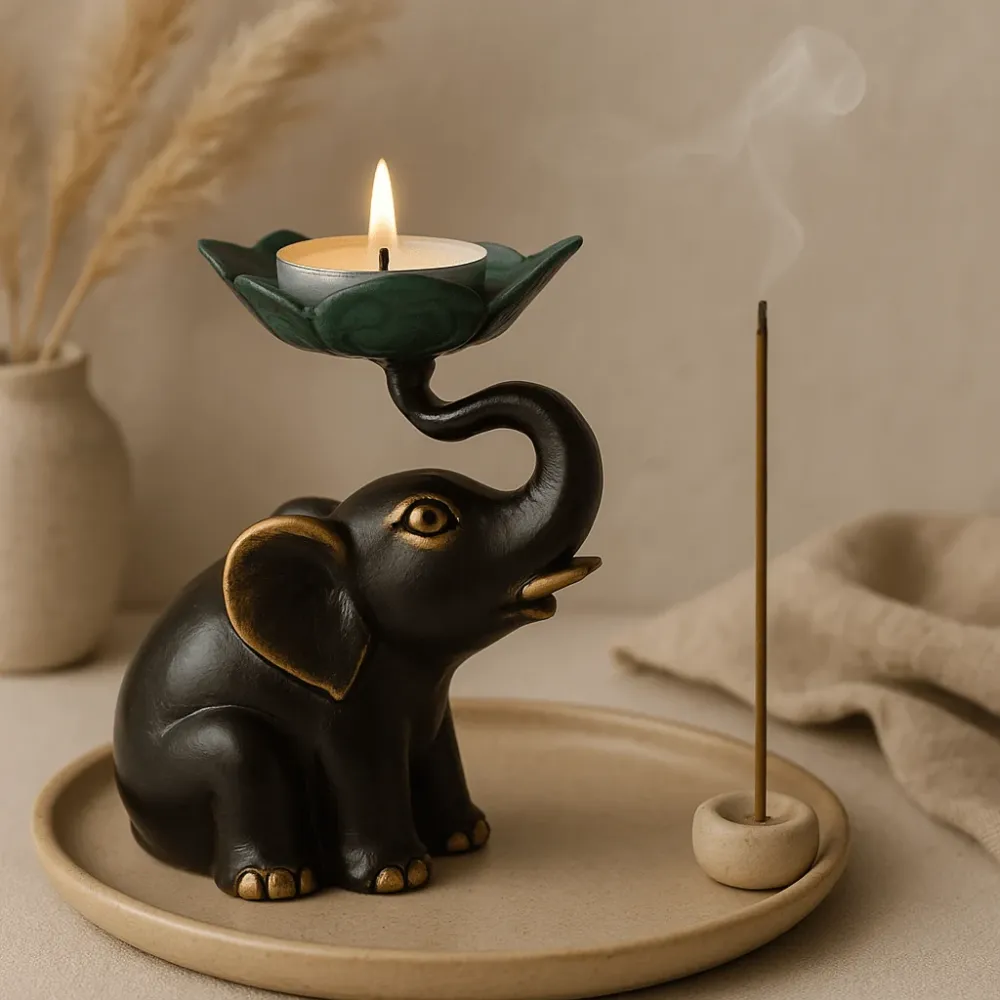 Portacandele e porta incenso elefante, piccolo