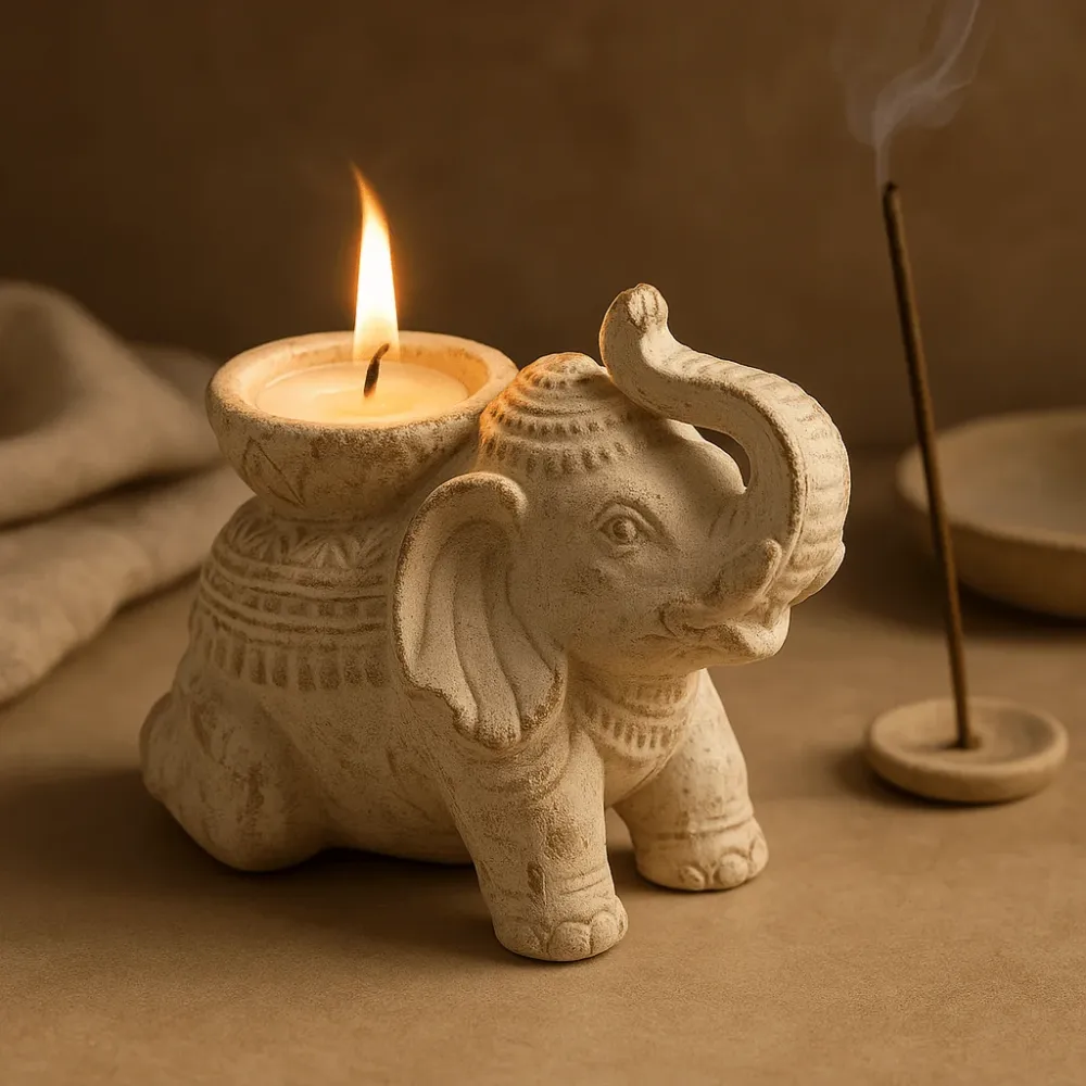 Portaincenso e portacandele, elefante