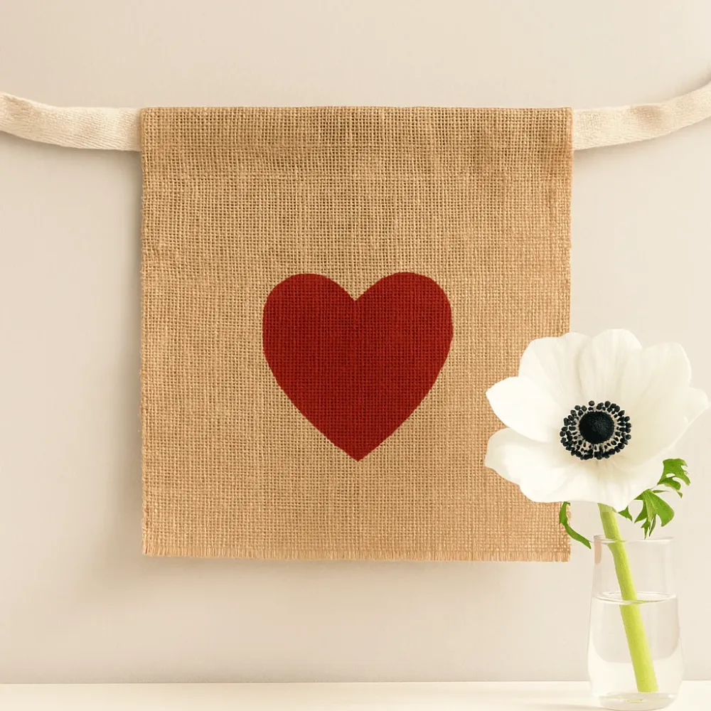 Ghirlanda juta "Ti amo" con cuori, 260cm