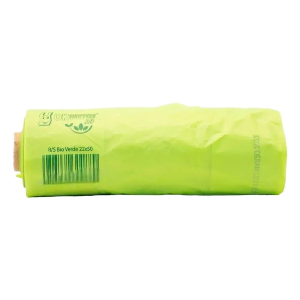 Buste con manico Shopper biodegradabili rotolo Verdi - Biodegradabili Compostabili 22x50 shopper - NO plastica - con manic...