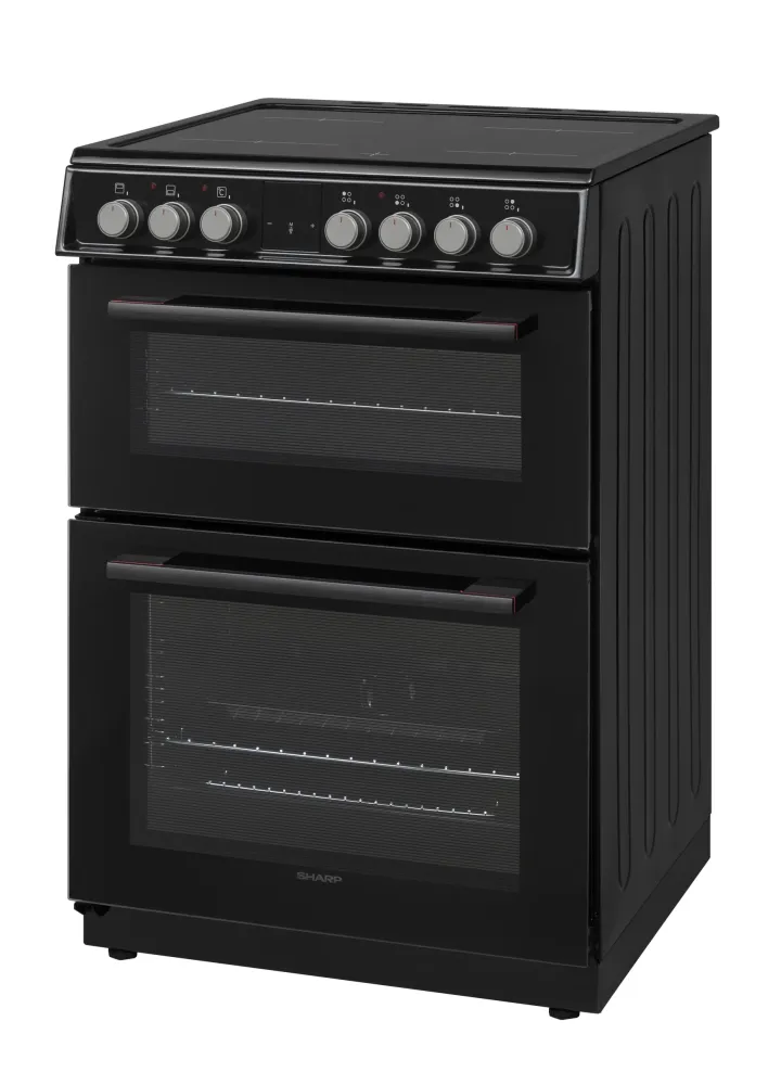 Sharp KF-66DVDD04BM1K-EN Forno Doppio Vitroceramico Libera Installazione 60x60cm, Nero