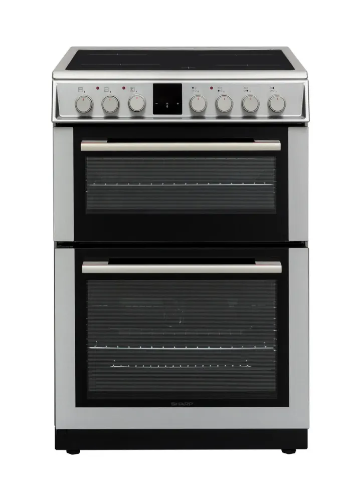 Sharp KF-66DVDD04IM1K-EN Forno Doppio Vitroceramico Libera Installazione 60x60cm, Acciaio Inossidabile