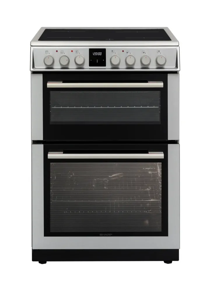 Sharp KF-66DVDD04IM1K-EN Forno Doppio Vitroceramico Libera Installazione 60x60cm, Acciaio Inossidabile