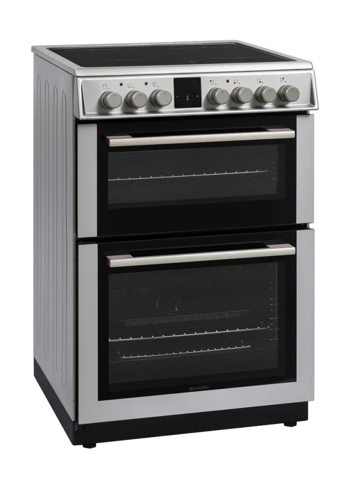 Sharp KF-66DVDD04IM1K-EN Forno Doppio Vitroceramico Libera Installazione 60x60cm, Acciaio Inossidabile
